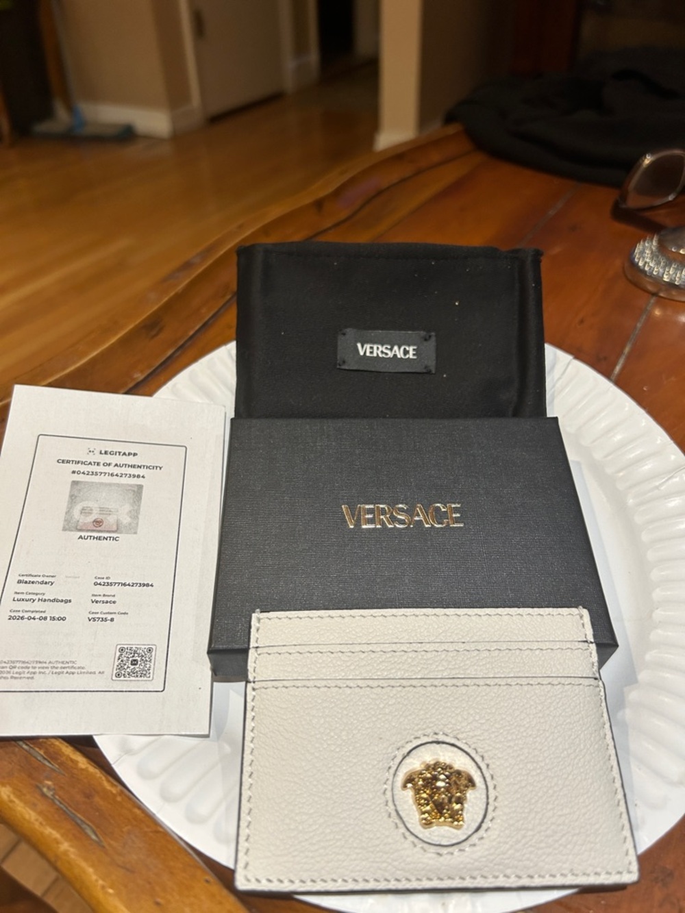 Versace Cream Leather Medusa Card Case Full Inclusion! Brand New